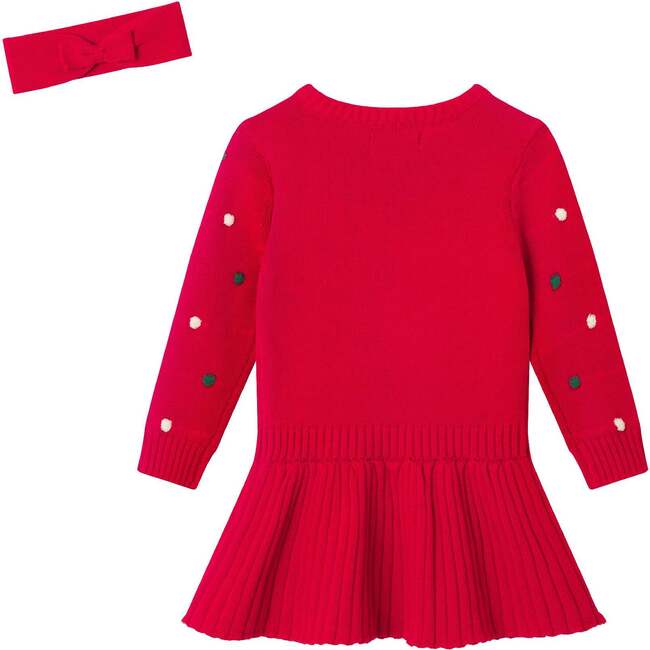 Infant Bubble Sweater Rib Knit Twofer Dress & Headband, Red Bubble - Dresses - 3