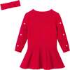 Infant Bubble Sweater Rib Knit Twofer Dress & Headband, Red Bubble - Dresses - 3