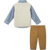Infant Buttondown & Pants Set, Beige Reindeer - Mixed Apparel Set - 2
