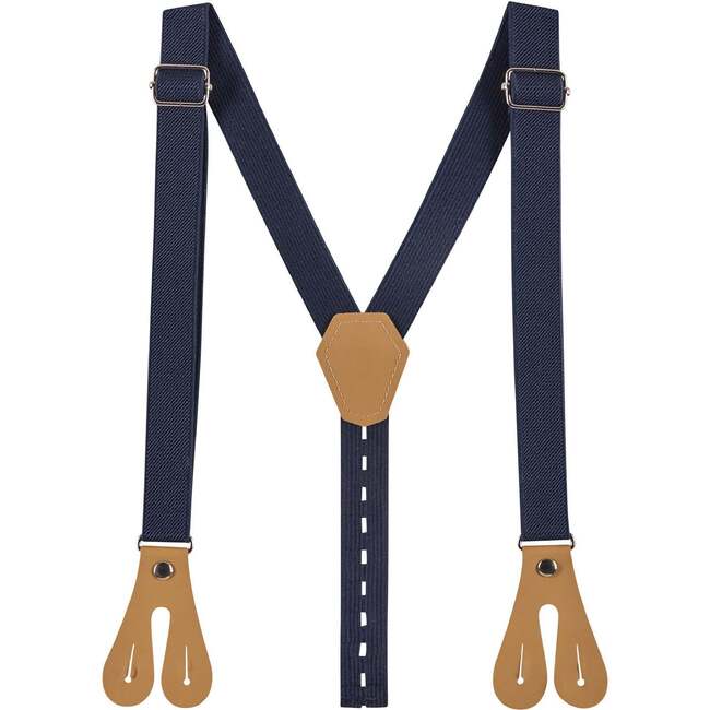Infant Buttondown Suspenders Set, Navy Gingham - Mixed Apparel Set - 4