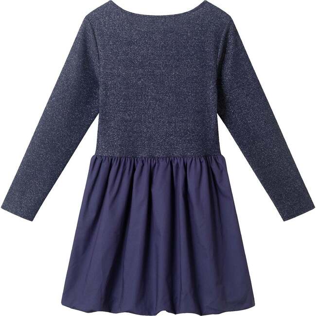 Big Kids Rib Jersey Drop Waist Dress, Navy Bubble - Dresses - 2