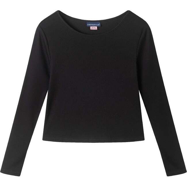 Big Kids Tweed Dress & Rib Tee Set, Black Tweed - Dresses - 3