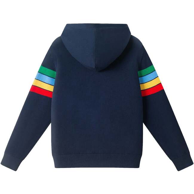 Big Kids Hooded Sweater, Navy Multi-Stripe - Sweaters - 3