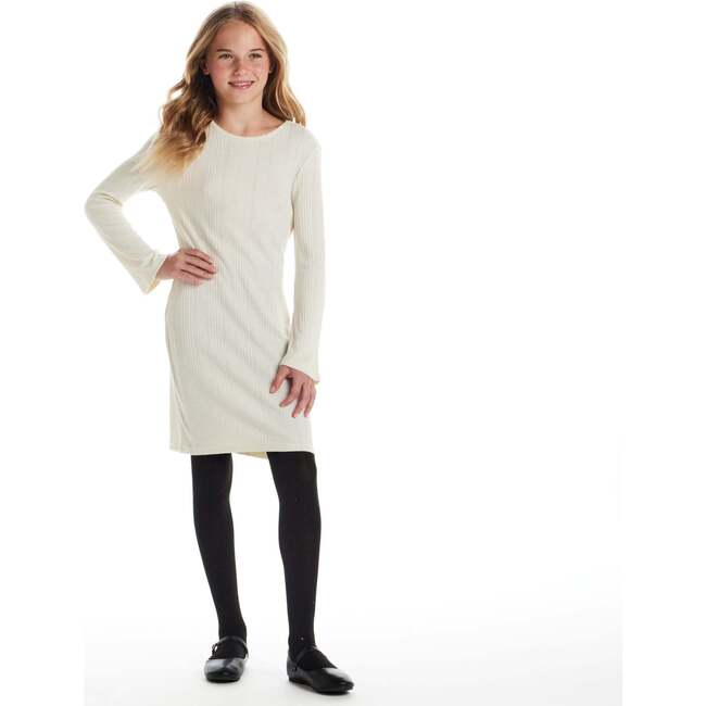 Big Kids Lurex Bell Sleeve Dress, Cream - Dresses - 2