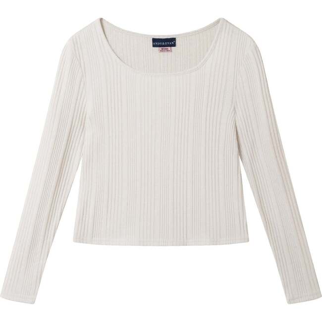 Big Kids Rib Jersey  Tee & Tweed Skirt Set, Ivory - Mixed Apparel Set - 4
