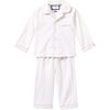 White Pajamas with Pink Piping - Pajamas - 1 - thumbnail