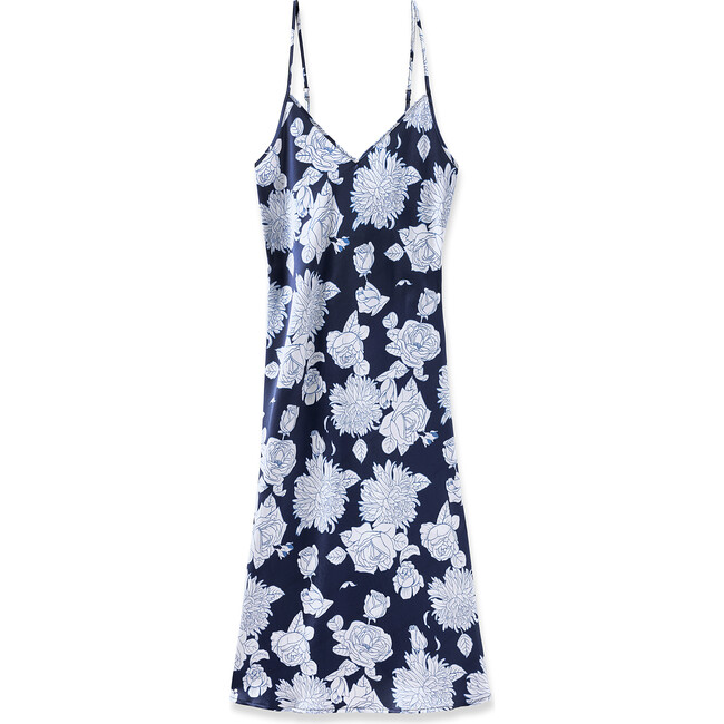 Women's Silk Cosette Nightgown, Midnight Blooms - Nightgowns - 1