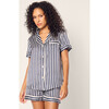Women's Silk Short Set, Navy Bengal Stripe - Pajamas - 2