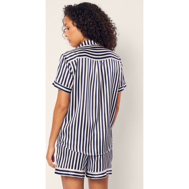 Women's Silk Short Set, Navy Bengal Stripe - Pajamas - 4