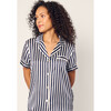 Women's Silk Short Set, Navy Bengal Stripe - Pajamas - 5
