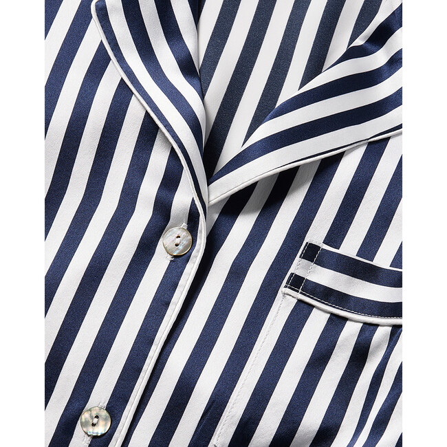 Women's Silk Short Set, Navy Bengal Stripe - Pajamas - 6