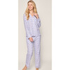 Women's Pima Cotton Pajama Set, Fleur d'Azur - Pajamas - 2