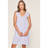 Women's Pima Cotton Harper Nightgown, Fleur d'Azur - Nightgowns - 2 - thumbnail