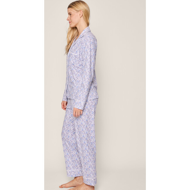 Women's Pima Cotton Pajama Set, Fleur d'Azur - Pajamas - 3