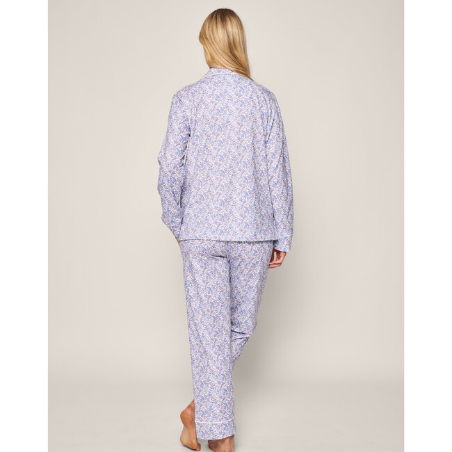 Women's Pima Cotton Pajama Set, Fleur d'Azur - Pajamas - 4