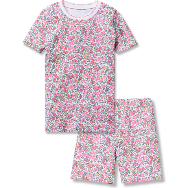Children's Pima Short Pajama Set, Fleurs De Rose - Pajamas - 1