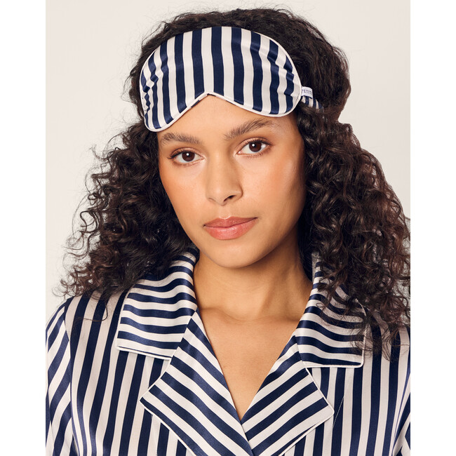 Adults Silk Sleep Mask, Navy Bengal Stripe - Eye Masks - 2
