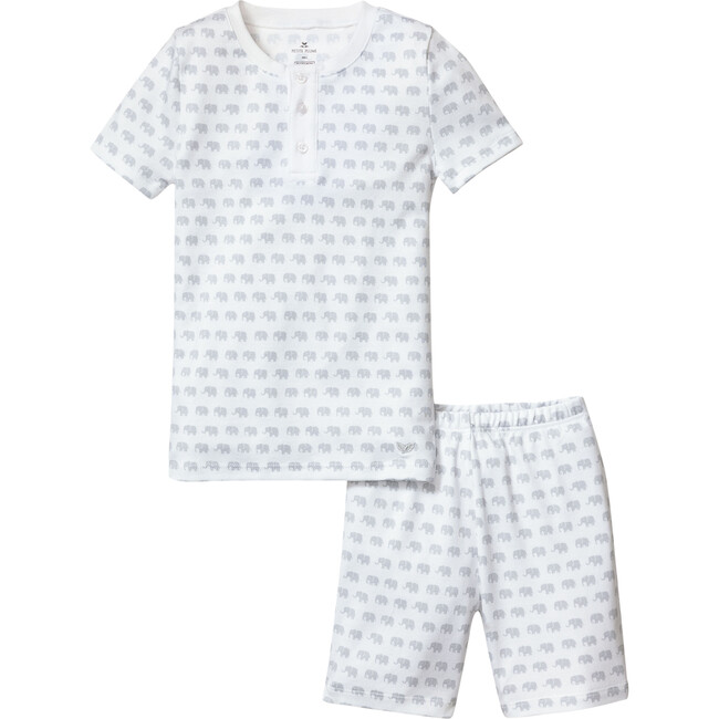 Snug Fit Short Set, Elephants - Pajamas - 1