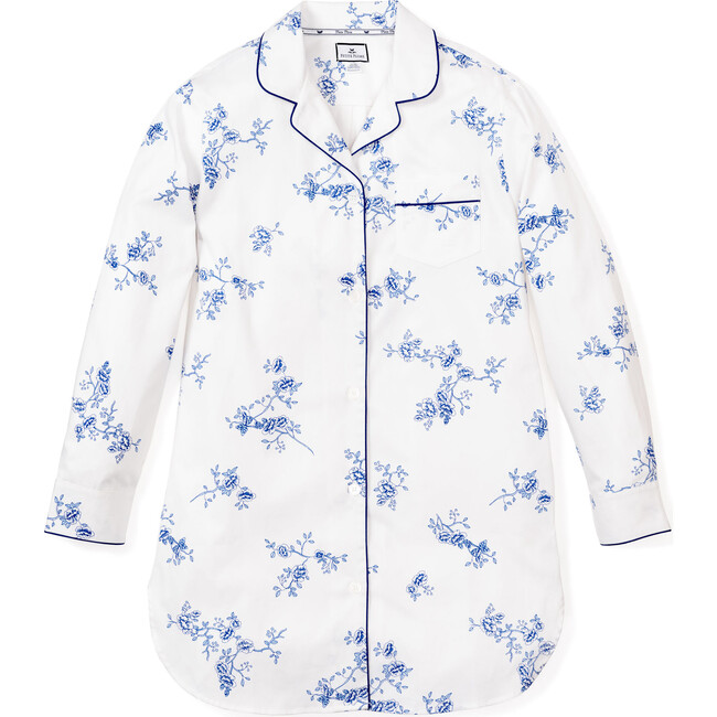 Women's Nightshirt, Indigo Floral - Pajamas - 1