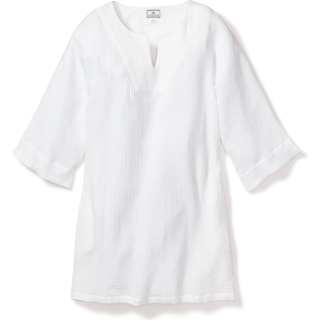 Women's Short Gauze Caftan, White - Pajamas - 1