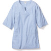 Women's Short Caftan, Blue Seersucker - Pajamas - 1 - thumbnail