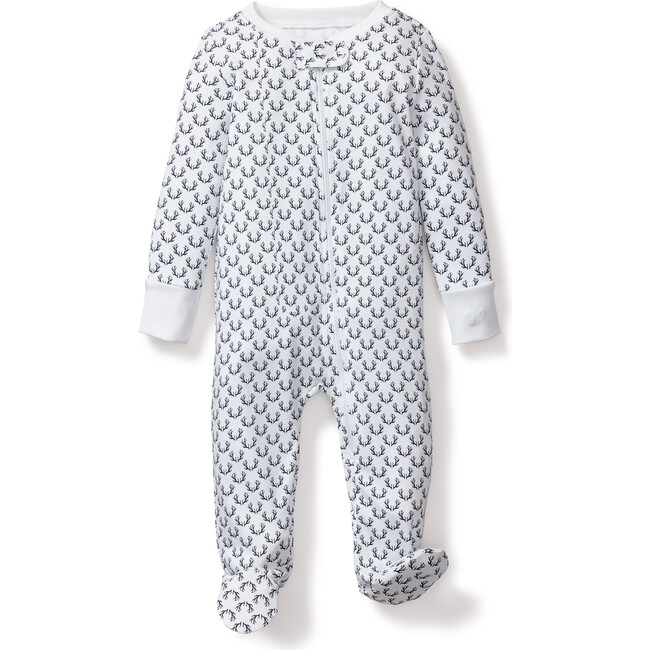 Pima Cotton Footie, White Nordic Antlers - Footie Pajamas - 1