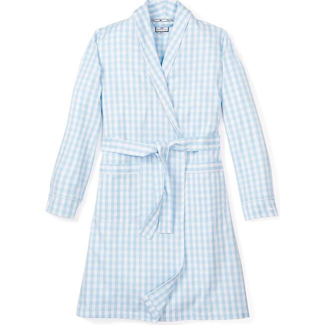 Women's Robe, Light Blue Gingham - Robes - 1