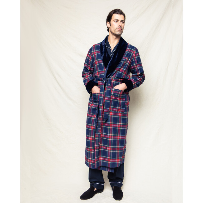 Men's Velvet Trim Robe, Windsor Tartan - Robes - 5