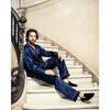 Men's Silk Pajama Set, Navy - Pajamas - 7 - thumbnail