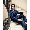 Men's Silk Pajama Set, Navy - Pajamas - 8 - thumbnail