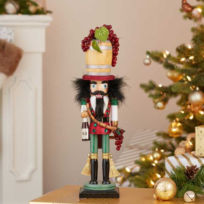 18.9-Inch Hollywood Wine Barrel Hat Nutcracker - Nutcrackers - 6