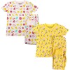 Kids 2-Pack Short Sleeve Pajamas, Yellow Flowers/Fruits - Pajamas - 1 - thumbnail