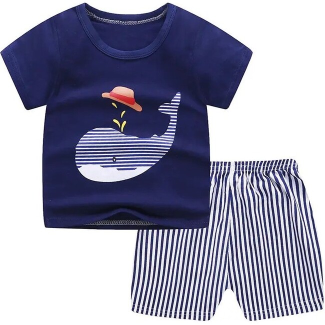 Whales Shorts Set, Blue - Mixed Apparel Set - 1