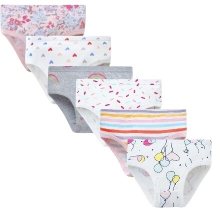 Girls 6 Pack Underwear, Rainbows/Balloons - Underwear - 1