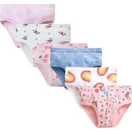 Girls 6 Pack Underwear, Cherries/Blue Hearts - Underwear - 1