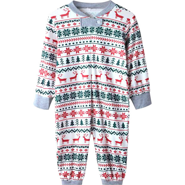 Rain Deer Footie, Grey - Footie Pajamas - 1