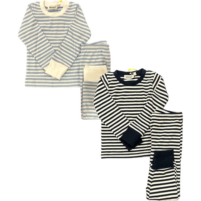 2-Pack Pajamas, Blue Stripes/Navy Stripes - Pajamas - 1