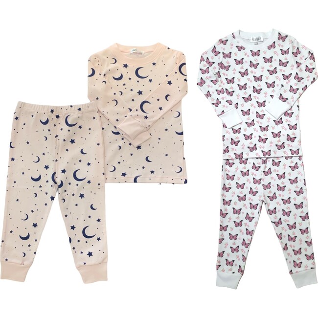 2-Pack Pajamas, Butterflies/Moon and Stars - Pajamas - 1