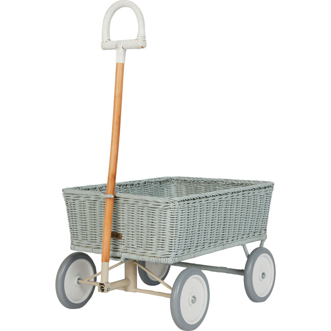 Rattan Wonder Wagon, Vintage Blue - Push & Pull - 1
