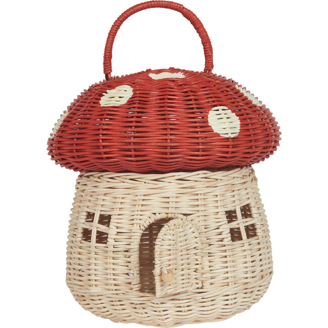 Rattan Mushroom Basket, Red - Easter Baskets - 1
