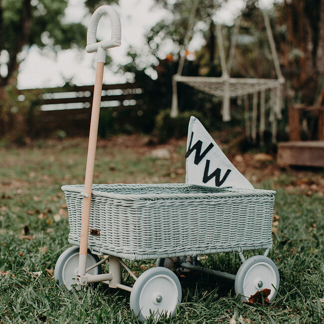 Rattan Wonder Wagon, Vintage Blue - Push & Pull - 2