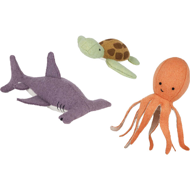 Holdie 3-Friends Animal Toy Set, Marine (Set Of 3)