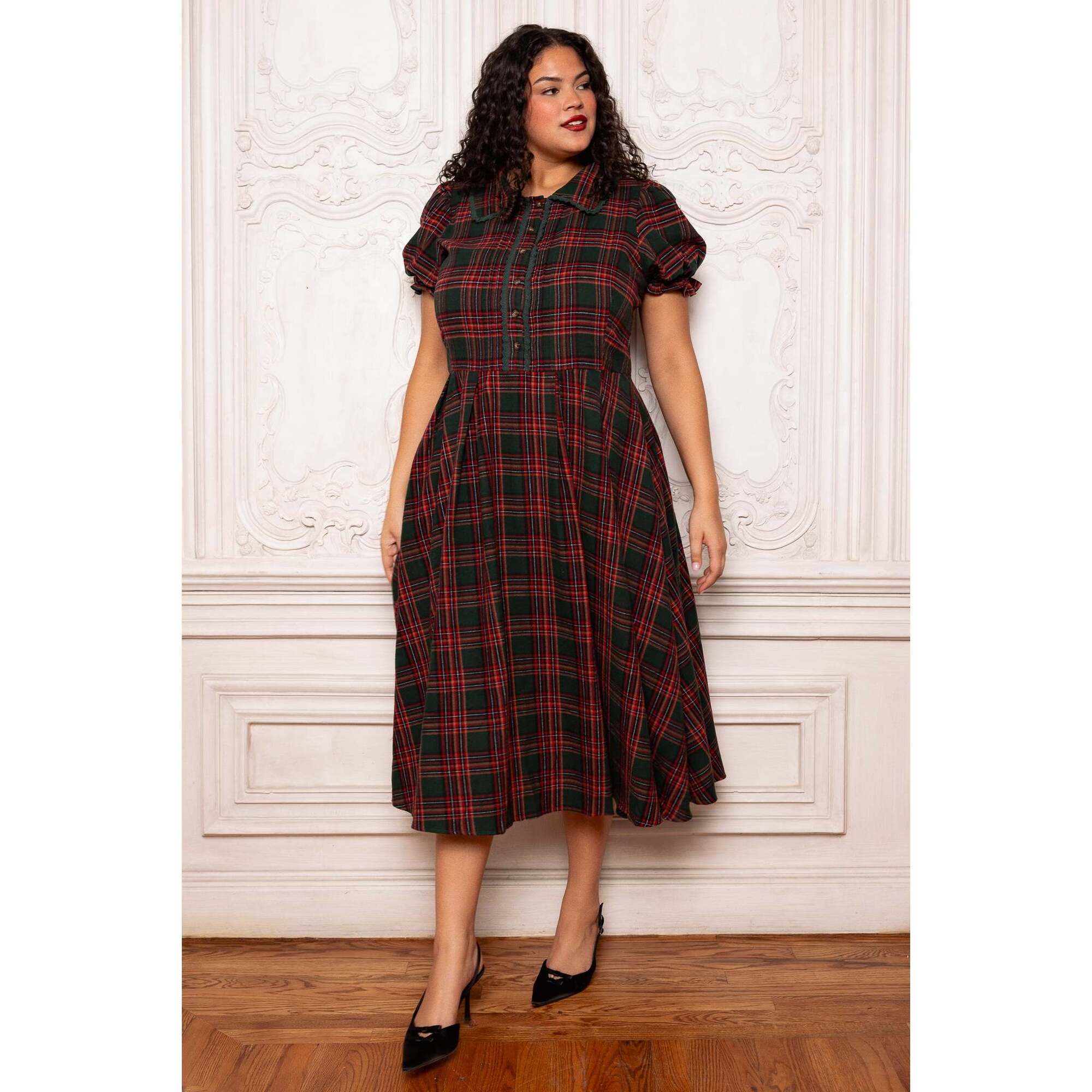 green emerald velvet dress Womens Button Down Dress main image 1