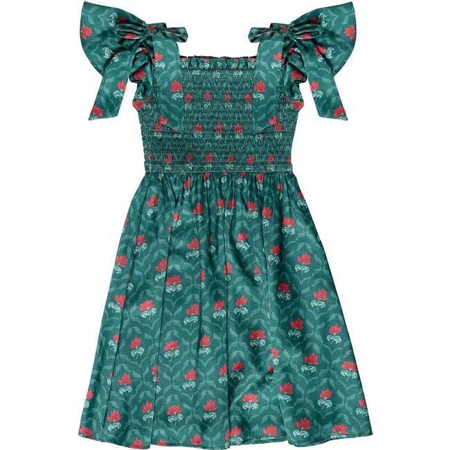 Mini Rayna Dress in Green Floral Block