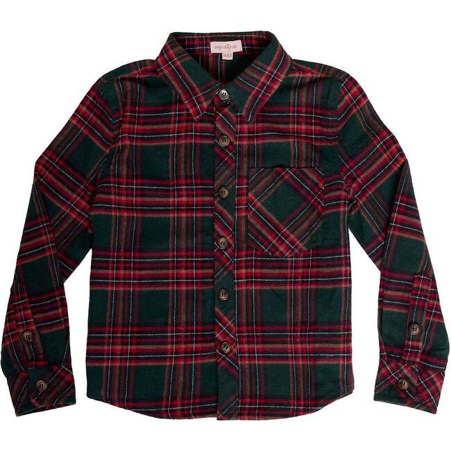 Boys John Shirt in Evergreen Plaid