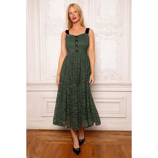 Penny Tank Midi Dress in Green Lace - Dresses - 2