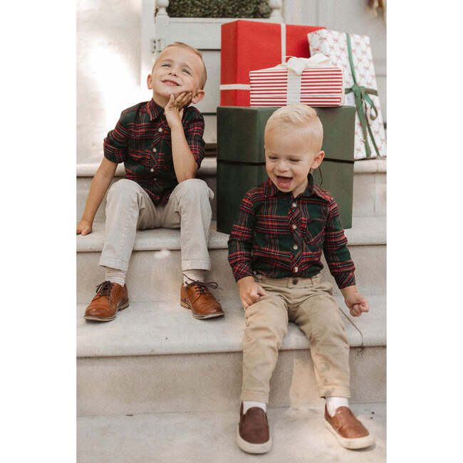 Baby Boys John Shirt in Evergreen Plaid