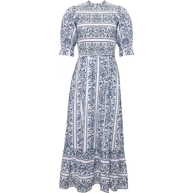 Danielle Dress in Blue Linear Print
