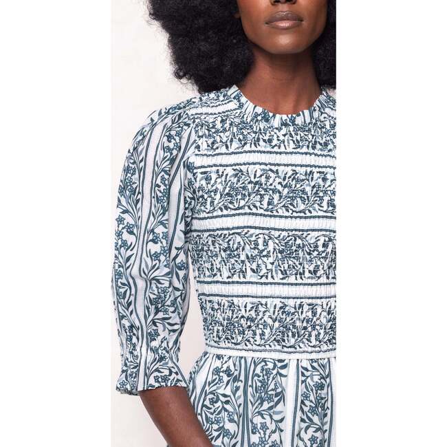 Danielle Dress in Blue Linear Print - Dresses - 2
