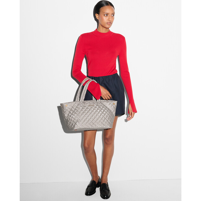 Medium Metro City Tote, Sable Pearl Metallic - Bags - 4